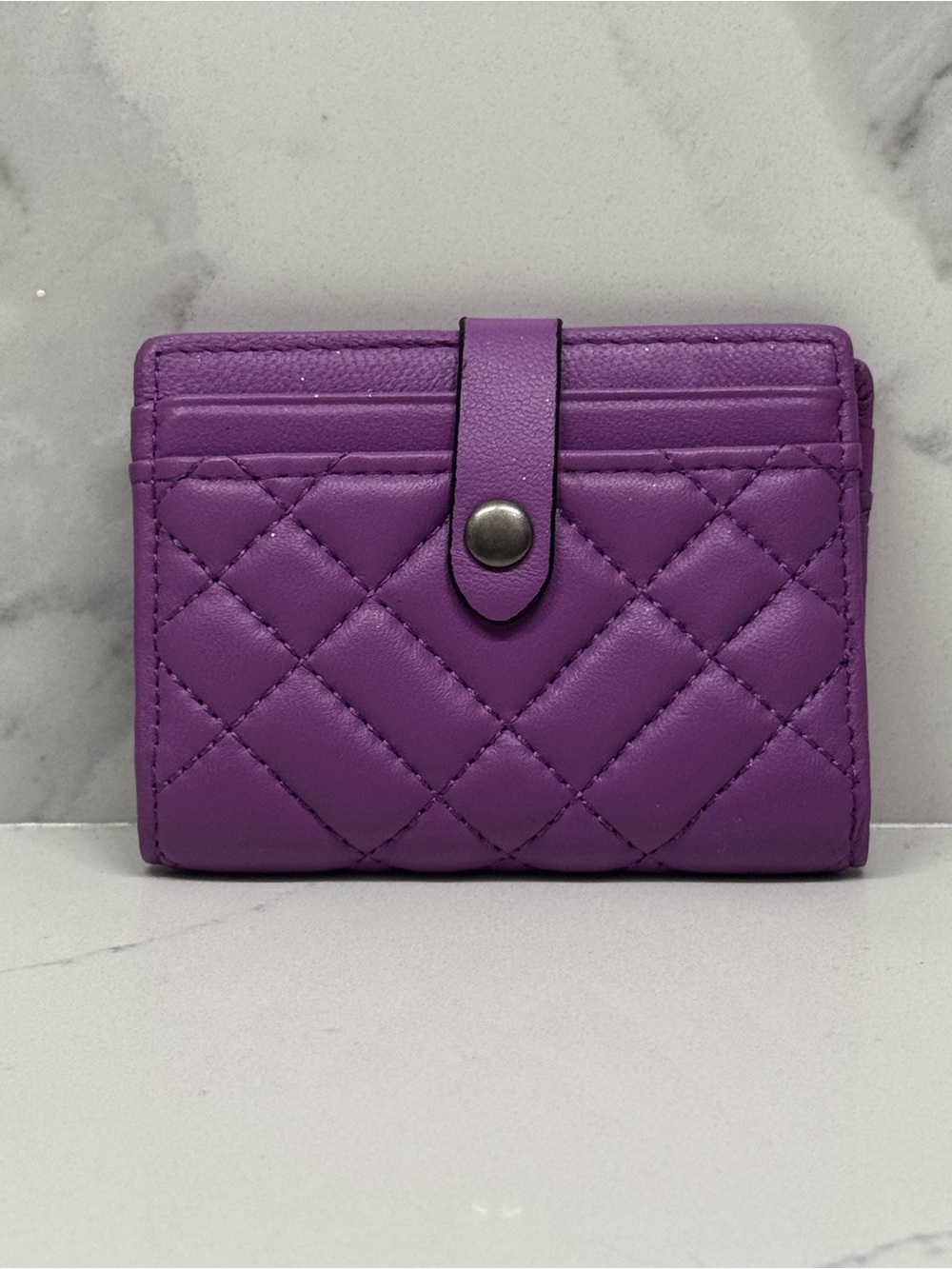 Kurt Geiger- Purple Quilted Snap-Closure Women's Card Wallet